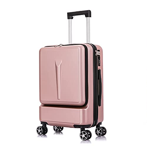50,8 cm (20 Zoll) Modischer Koffer mit Laptop-Fronttasche, leichtes Hardside-Reisegepäck mit Rädern, TSA-Schloss, 8 Spinner-Räder, Gepäck, einfaches Reisen, rollendes Gepäck, rosarot, Modisch und modern
