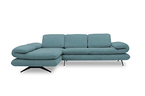 DOMO Collection Milano Ecksofa | Sofa mit Armlehn- und Rückenfunktion in L-Form, Polsterecke Eckgarnitur, türkis, 269x172x83 cm