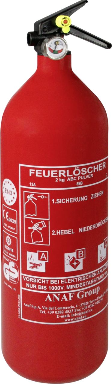 Protex Pulver Feuerlöscher für KFZ PD 2 GA 2kg ABC-Pulver