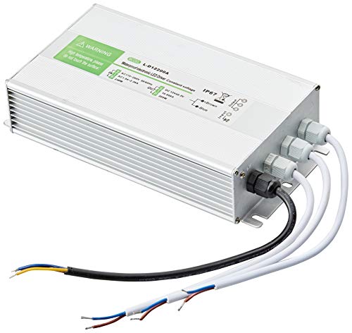 Jandei - Schlankes Transformator-Netzteil 110/220V AC auf 12V DC 200W 16,66A, IP67 Außeninstallation, für LED-Streifen, Neon- oder Niederspannungsgeräte
