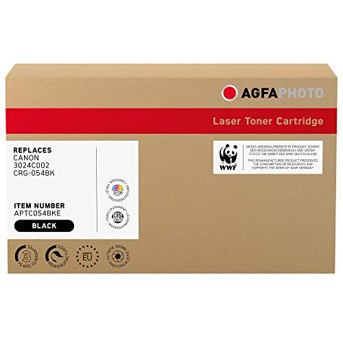 AgfaPhoto Laser Toner ersetzt Canon 3024C002; CRG-054BK, 1400 Seiten, schwarz (für die Verwendung in Canon Color imageCLASS LBP-622 Cdw)