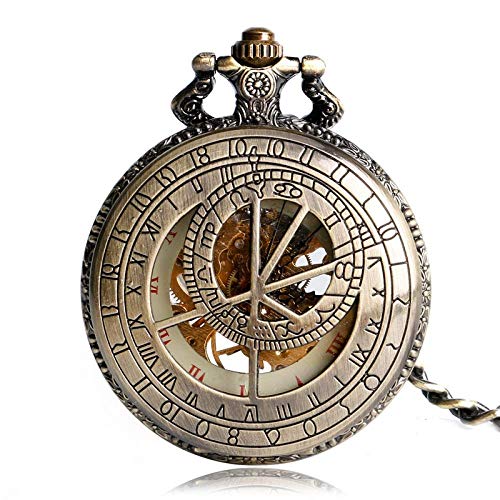 Kupfer Retro Kette Mechanische Mode Sternzeichen Konstellation Vintage Taschenuhr Uhr Stilvolle Handaufzug Geburtstagsgeschenk Taschenuhr