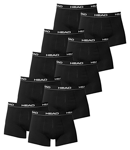 HEAD Herren Boxer Boxershort Unterhose 10er Pack in vielen Farben (Black, M)