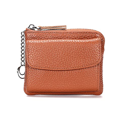 Geldbörse für Damen Geldbörse Mehrschichtiges Leder Einfache Mini-Münzentasche mit Reißverschluss Kleine Damengeldbörse (Farbe : Caramel, Size : 11x9x4cm)
