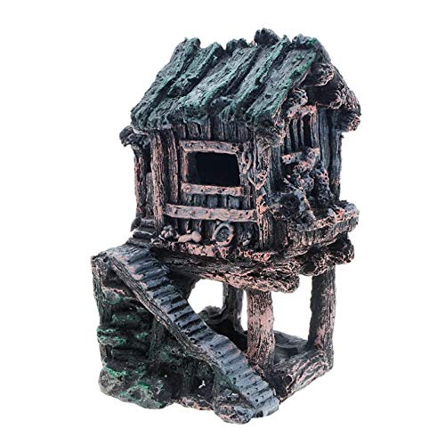 LUOXUEFEI Ornamente Resin House Aquarium Dekorationen Aquarium Landschaft Ornament Fake Rock Cave Stein Zubehör Für Aquarien Fische