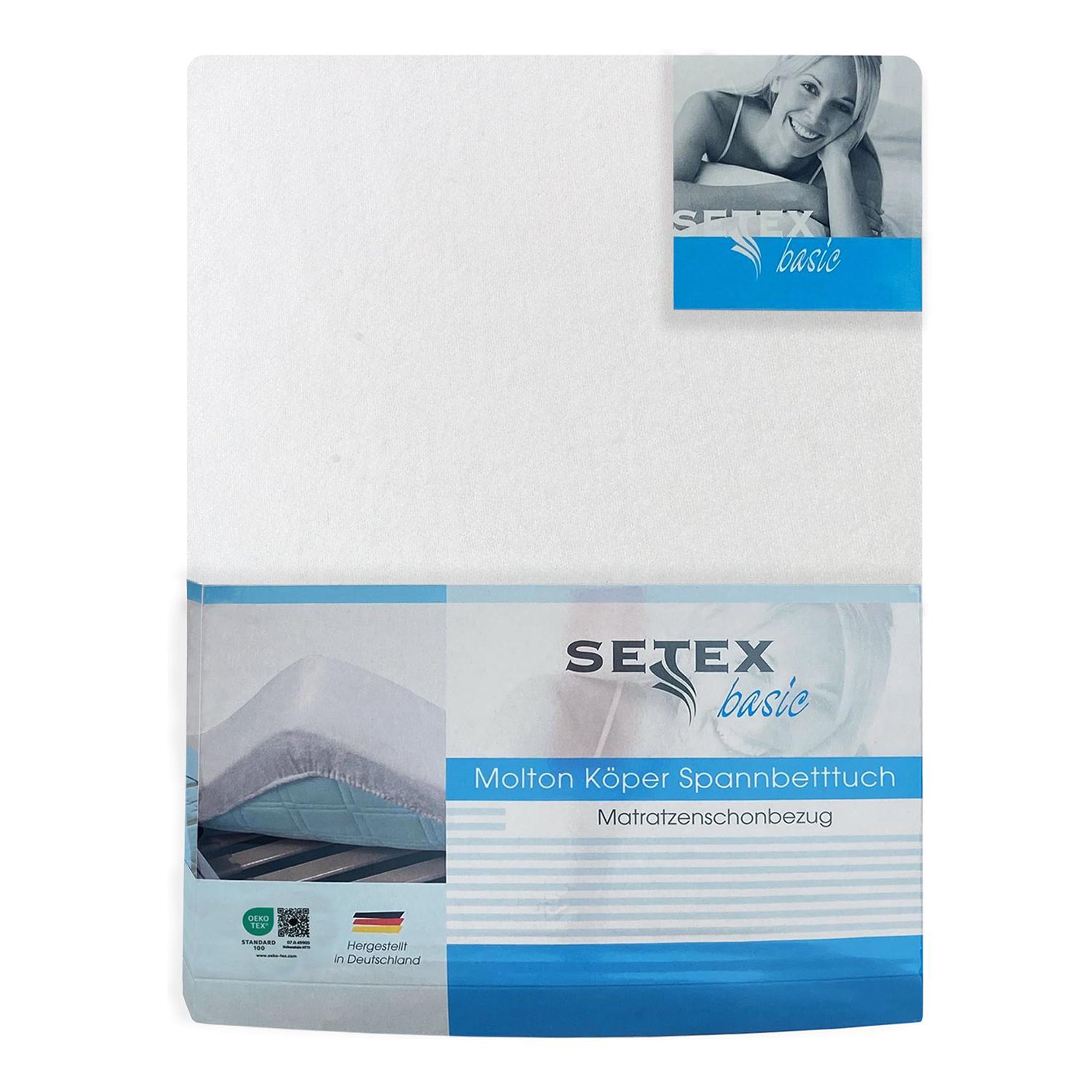 SETEX Molton Köper Matratzenschutz, 160 x 200 cm, Matratzenschoner aus 100 % Baumwolle, Basic, Weiß