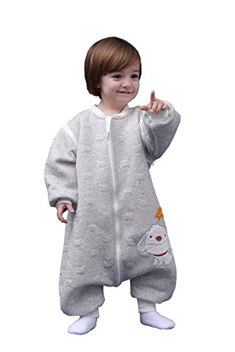 Chilsuessy Baby Schlafsack mit Beinen extra Soft ganzjahres Kinder Schlafsack Schlafanzug Neugeborene pyjama/overall/Strampler für Jungen und Mädchen, Grau, Etikett80/Koerpergroesse 75-85cm