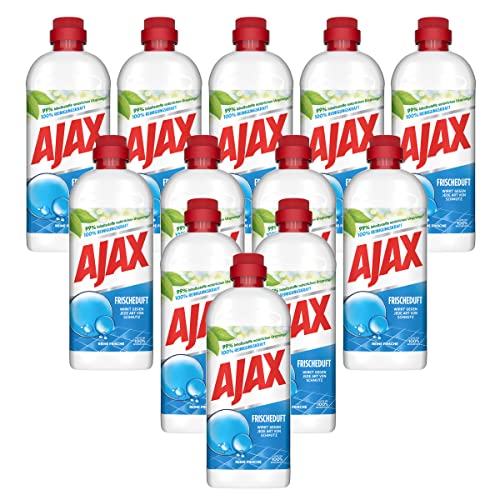 Ajax Allzweckreiniger Frischeduft 12 x 1L, Multi-Oberflächen-Reiniger 12er Pack(12 x 1000 ml)