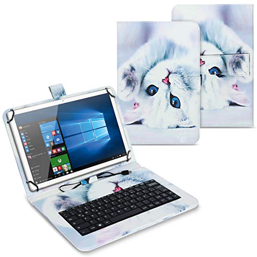 UC-Express Tasche + Tastatur kompatibel für Lenovo Tab M10 FHD Plus Hülle Keyboard Case QWERTZ Standfunktion USB Cover Case, Farben:Motiv 2