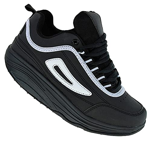 Roadstar Fitnessschuhe Gesundheitsschuhe Damen Herren Sneaker 092, Schuhgröße:38, Farbe:Schwarz/Weiß