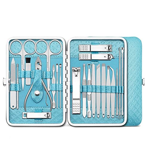 23P Maniküre-Sets komplettes Nageldehnungsset Nagelknipser Pediküre-Werkzeuge Alle Nagelprodukte, 23 Stück blau