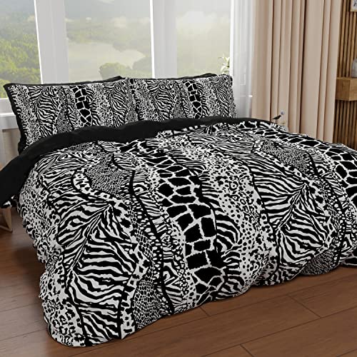 Bettbezug für französisches Bett, Bettbezug, Bettbezug und Kissenbezüge, Bettbezug, 100 % Made in Italy, Animalier