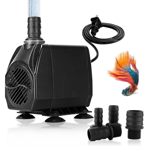 Mini Wasserpumpe Aquariumpumpe, 45W 2500L/H Ultra Leise Aquarium Pumpe mit 2.5m Netzkabel für Gärten, Aquarium, Teich, Brunnen (Schwarz)