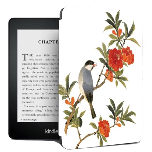Schutzhülle Für Amazon Kindle (2016, Modell: Sy69Jl), rutschfeste Pu-Hülle Der 8. Generation Für Amazon Kindle (8. Generation), Smart Sleep/Wake Kindle Cover – Vogel Und Blumen