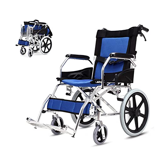 Rollstuhl - Faltbarer Transportrollstuhl, Leichtgewicht Aluminium Reise-Rollstuhl Für Senioren, Zwei Bremssysteme, Klappbare Geteilte Rückenlehne Und Fußstützen, Sicherheitsgurt,Sitzbreite 45 Cm