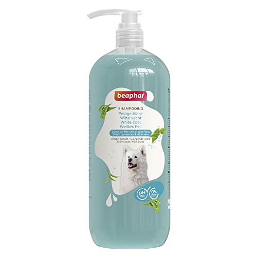 BEAPHAR - Shampoo Für Weißes Fell - Unterstützt Die Natürliche Fellfarbe - Hautfreundlich - Mit Grünem Tee Und Aloe Vera - Ph-Neutral - 0% Parabene, Silikone - Frischer Duft - Vegan - 1L