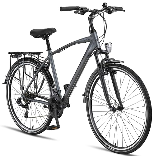 Licorne Bike Life-M-V (Grau/Schwarz) 28 Zoll Cross, Trekking, Mountainbike, MTB, geeignet ab 150 cm, Shimano 21 Gang-Schaltung, Gabelfederung, Jungen-Fahrrad & Herren-Fahrrad, Männerfahrrad
