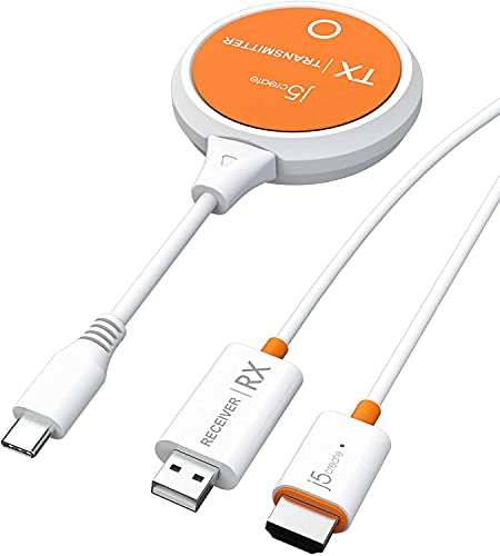 j5create ScreenCast USB-C zu HDMI Wireless Display Transmitter und Receiver, unterstützt 1080p, kompatibel mit MacBook, iPad Pro, ChromeOS, USB-C Laptops und Android (JVAW62)