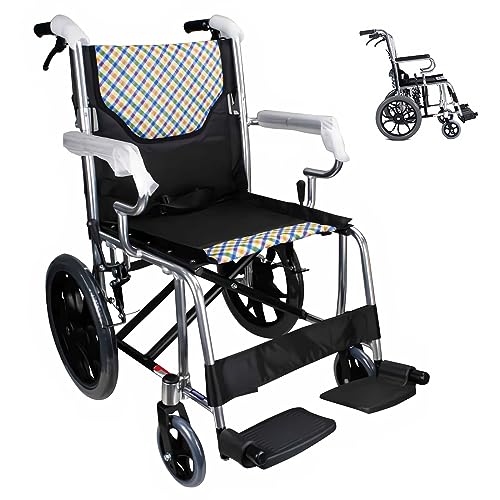 GHBXJX Leichter Rollstuhl 10 kg, Ultraleicht Rollstuhl Faltbar Leicht Reiserollstuhl, Transportrollstühle für ältere und Behinderte Menschen, Aluminium, 24 Monate Garantie