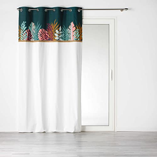 douceur d'intérieur, Vorhang mit Ösen, 140 x 240 cm, Baumwolle, einfarbig, Bedruckt und Jute, Jacala
