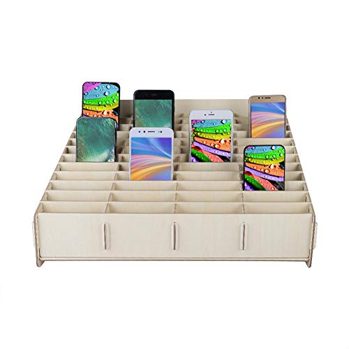 Handy-Aufbewahrungsbox 48-Gitter-Handyhalter aus Holz Desktop Organizer-Aufbewahrungsregal für das Klassenzimmer-Büro