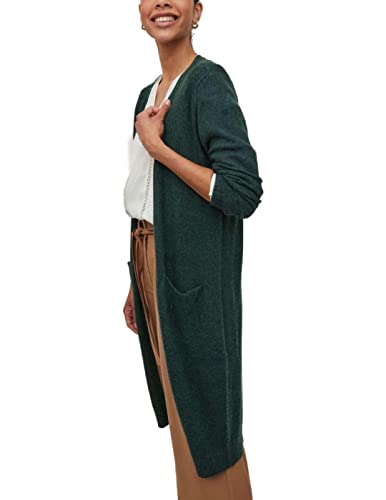 Vila Clothes Damen VIRIL L/S Long Knit Cardigan-NOOS Strickjacke, Grau (Light Grey Melange), 38 (Herstellergröße: M)