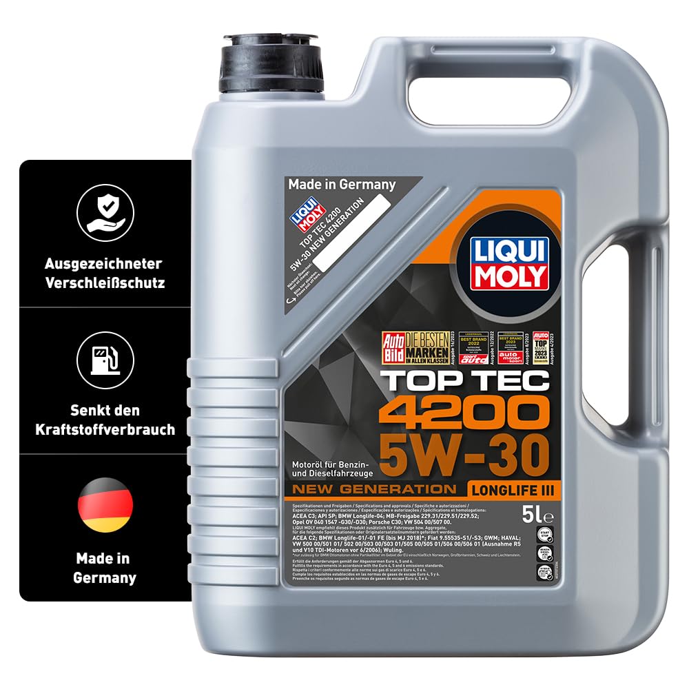LIQUI MOLY Top Tec 4200 5W-30 New Generation | 5 L | Synthesetechnologie Motoröl | Art.-Nr.: 3707