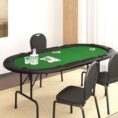 AJJHUUKI Home Outdoor Others10 Spieler Faltbarer Pokertisch Grün 206x106x75cm