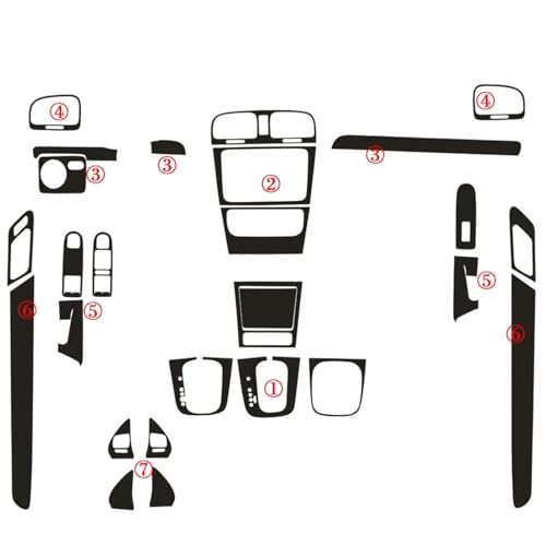 QCALAZ Innen-Zentralbedienfeld-Türgriff, 5D-Aufkleber aus schwarzer Kohlefaser, Auto-Styling Für VW,Für Golf 6,Für GTI R20 MK6 2 Doors