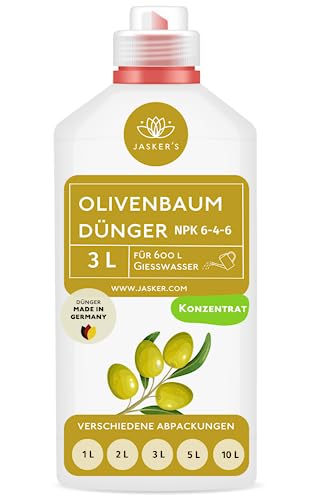 Bio Olivenbaum Dünger flüssig 3 Liter Konzentrat für 600 Liter Gießwasser - 100% organischer Dünger für Olivenbaum - Mediterraner Pflanzendünger für Garten & Kübel - Oliven Dünger