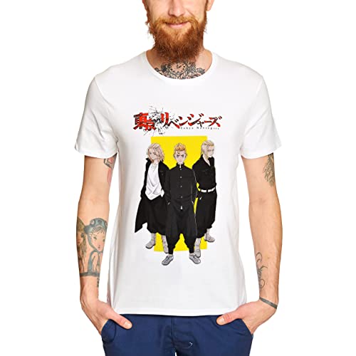 Elbenwald Tokyo Revengers T-Shirt mit Yellow Square Logo Frontprint für Herren Damen Unisex weiß - S