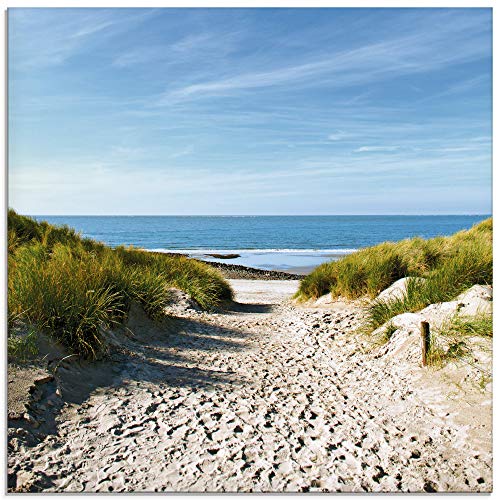 Artland Qualitätsbilder | Glasbilder Deko Wandbilder Bilder 4 tgl. 80 x 80 cm mehrteilig Landschaften Nordsee Strand Dünen Sand F2AY Meer