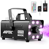 Nebelmaschine, AGPtEK Rauchmaschine mit 13 farbigen LED Lichtern und RGB Effekt, 500W und 2000CFM mit 2 kabelgebundenen und Funkfernbedienungen, perfekt für Hochzeiten, Halloween und Bühnenshows