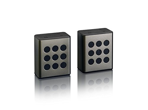 Lenco tragbares Stereo BTP-200 Stereolautsprecher-Set 2 x 2,5 Watt RMS inkl. USB-Kabel und AUXKabel, schwarz