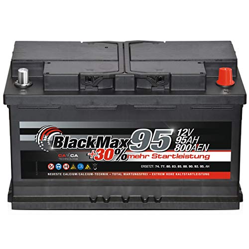 BlackMax Autobatterie 12V 95Ah 800A Starterbatterie MAX95 +30 Edition ersetzt 85Ah 88Ah 92Ah