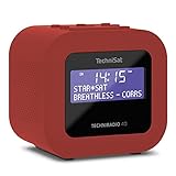 TechniSat TECHNIRADIO 40 - DAB+ Radiowecker (DAB, UKW, Wecker mit zwei einstellbaren Weckzeiten, Sleeptimer, Snooze-Funktion, dimmbares LCD Display, USB Ladefunktion) rot