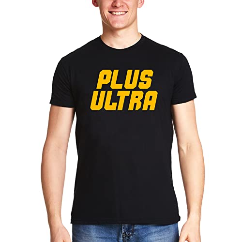 Elbenwald T-Shirt mit großem Plus Ultra Frontprint für My Hero AcademiaFans Herren Damen Unisex Baumwolle schwarz - XL
