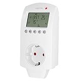 Logilink SH0106 - Wi-Fi Smart Home Thermostatsteckdose mit Berührungsschutz, über App steuerbar, IP20, Tuya kompatibel, unterstützt Amazon Alexa und Google Home, Weiß