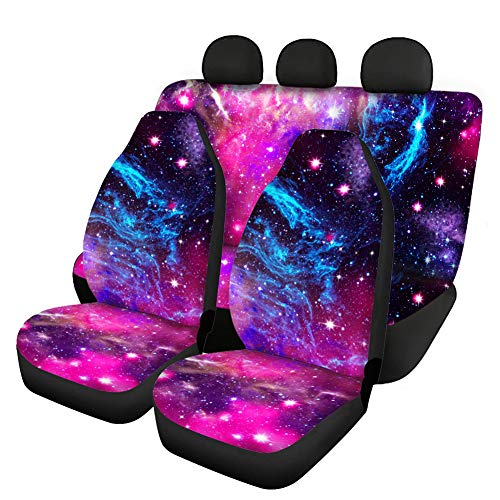 Binienty Universal Fit Autositzbezüge für vorne und hinten, Nebel Weltraum Galaxy Sky Muster, Langlebiger Stoff Autositzbezüge Protector 4er Set