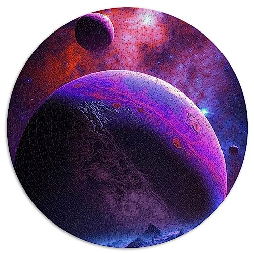 Creepy Planet Neon-Puzzles für Erwachsene, 1000 Teile, kreisförmiges Puzzle, Premium-Brett aus 100% recyceltem Material, 67,5 x 67,5 cm