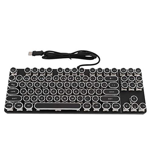 Punk Mechanische Tastatur, Kabelgebundene Gaming-Tastatur, Ergonomie-Tastatur mit Hintergrundbeleuchtung, mit Vintage Round Cap, mechanischer Schalter, für PC-Spieler/Windows-Gaming, Schwarz