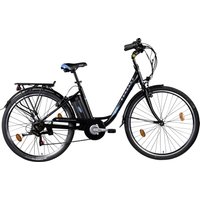 Zündapp Z505 E Bike Damen 28 Zoll E Damenfahrrad Elektro Fahrräder mit 6 Gängen Fahrrad Ebike Damen City Hollandrad Damenrad Pedelec tiefer Einstieg (schwarz/blau, 48 cm)