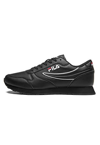 Fila 1010308 Damen Orbit Low Sneaker aus Lederimitat Retro-Running Laufsohle, Groesse 40, schwarz