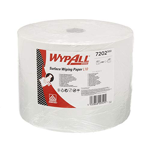 WypAll 7202 Papierwischtücher für Oberflächen L10, Jumborolle, 1-lagig, weiß (1 Rolle x 1.000 Wischtücher)