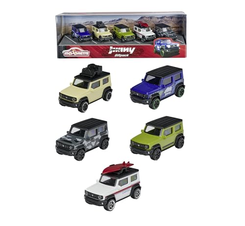 Majorette – Suzuki Jimny Geschenkset – 5 Stück im Set, SUV-Modelle, Spielzeugautos aus Metall, Offroad, für Mädchen und Jungen ab 3 Jahren