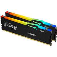 Kingston FURY Beast RGB - DDR5 - Kit - 16 GB: 2 x 8 GB - DIMM 288-PIN - 5200 MHz / PC5-41600 - CL40 - 1.25 V - ungepuffert - on-die ECC (KF552C40BBAK2-16)