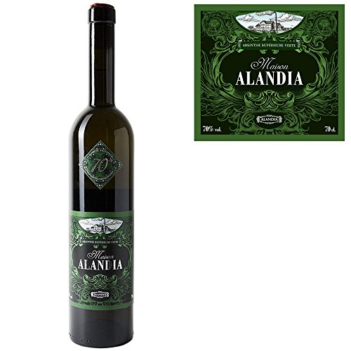 Absinth Maison ALANDIA | Premium Absinth aus Deutschland | Traditionelle Rezeptur | Mit 16 Kräutern destilliert | 70% Vol. | Handverkorkte und verwachste Flasche | (1x 0.7 l)