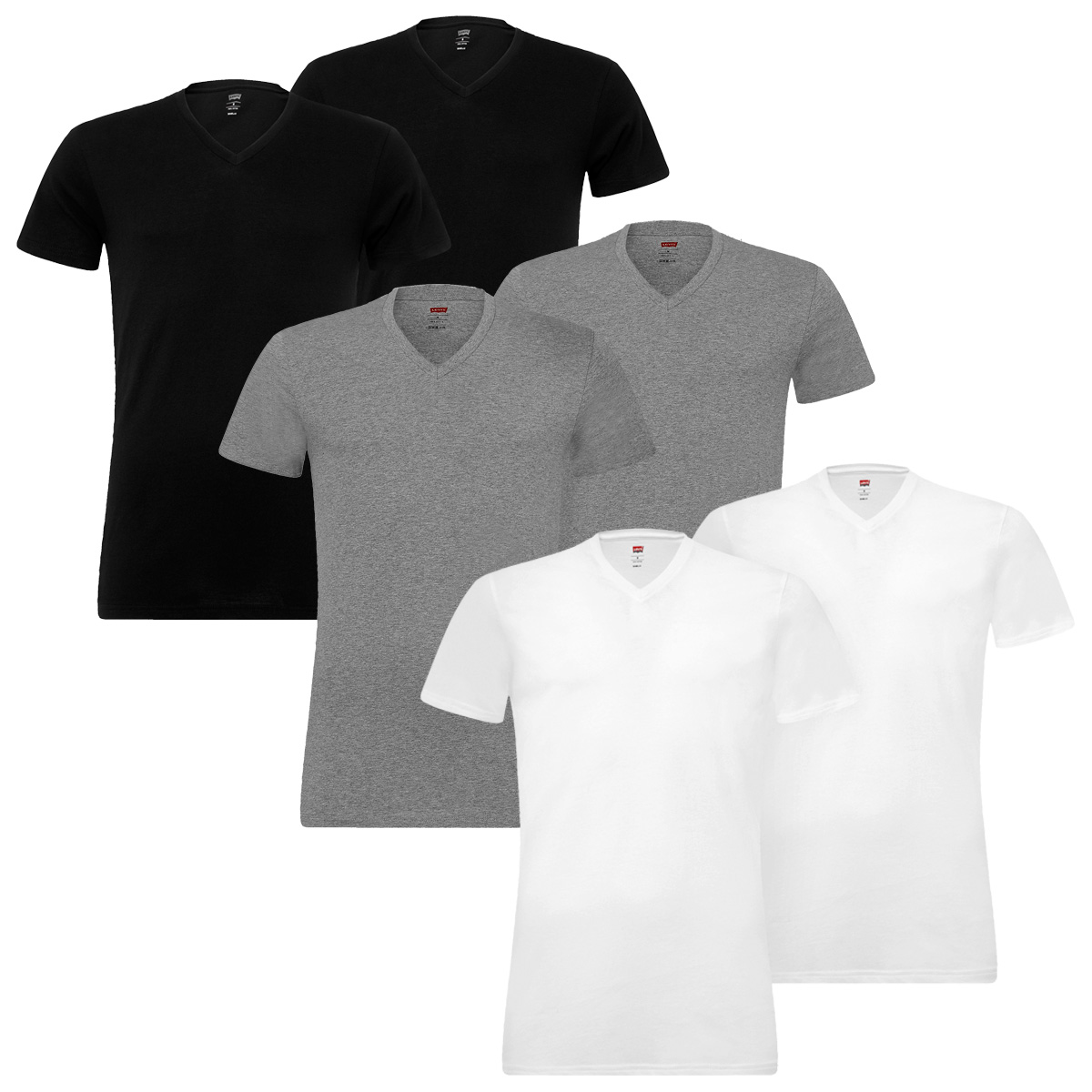 Levi's Herren Levis Men V-Neck 2P T-Shirt, Schwarz (Jet Black 884), X-Large (Herstellergröße: 040) (2er Pack)
