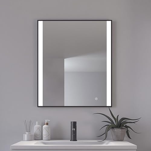 Loevschall Libra Quadratischer Spiegel mit Beleuchtung | Led Spiegel Mit Touch-Schalter 600x700 | Badspiegel Mit Led Beleuchtung | Verstellbarer Badezimmerspiegel mit Beleuchtung