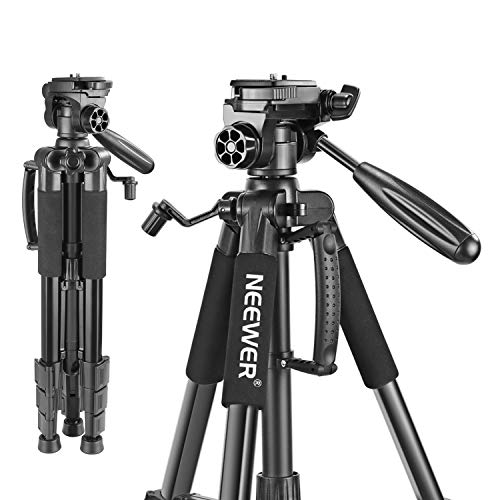 Neewer tragbare 142cm Aluminiumlegierung Kamera Stativ mit 3-Wege-Schwenkkopf und Tragetasche für Canon Nikon Sony DSLR-Kamera DV Video-Camcorder Belastbarkeit 4kg Schwarz (SAB234)